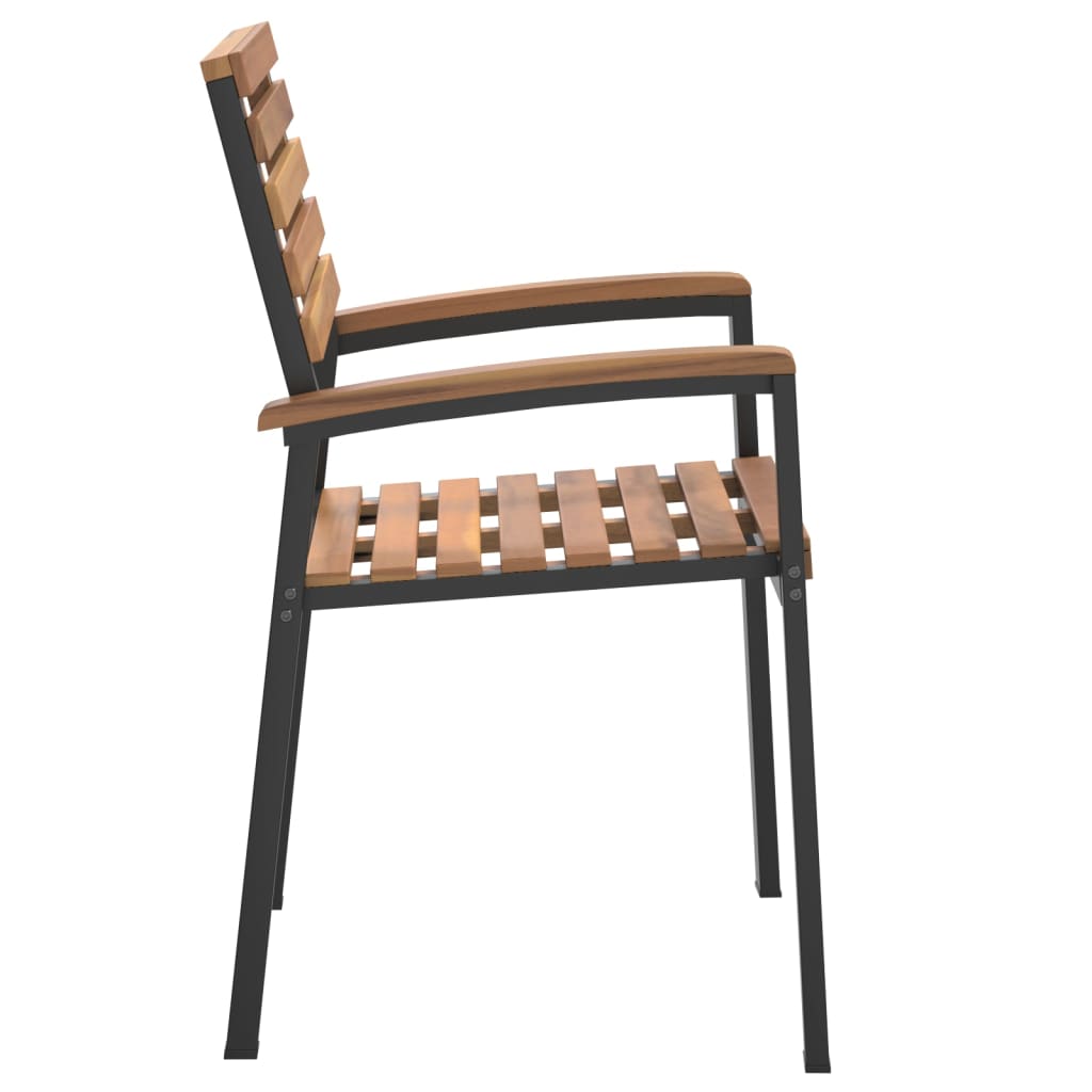 Stackable garden chairs, 4 pcs., solid acacia wood/metal