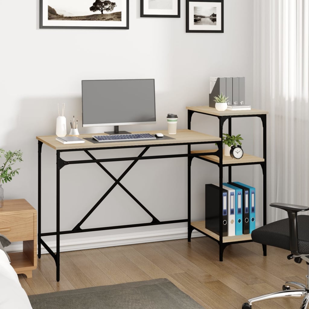 Writing desk with shelves, oak, 135x50x90cm, wood