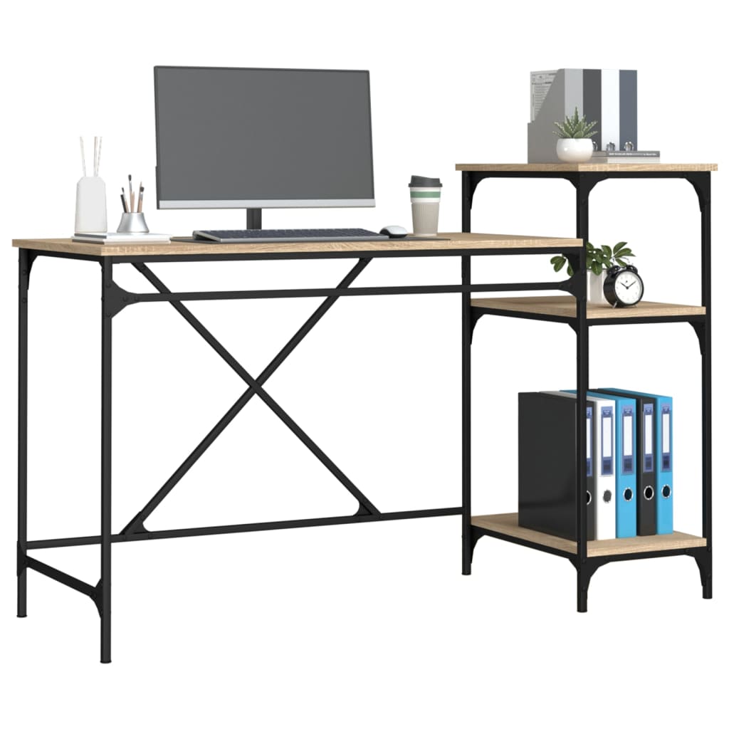 Writing desk with shelves, oak, 135x50x90cm, wood