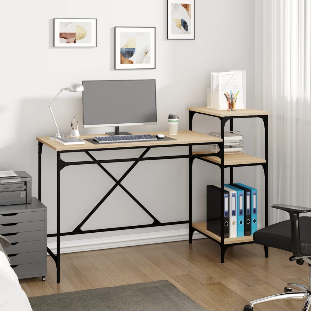 Writing desk with shelves, oak, 135x50x90cm, wood