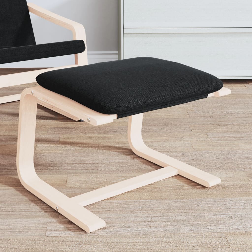 Footstool, black, 51x41x40cm, fabric