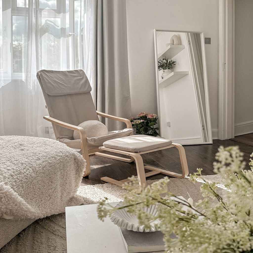 atpalaiduojantis kėdės kreminis audinys