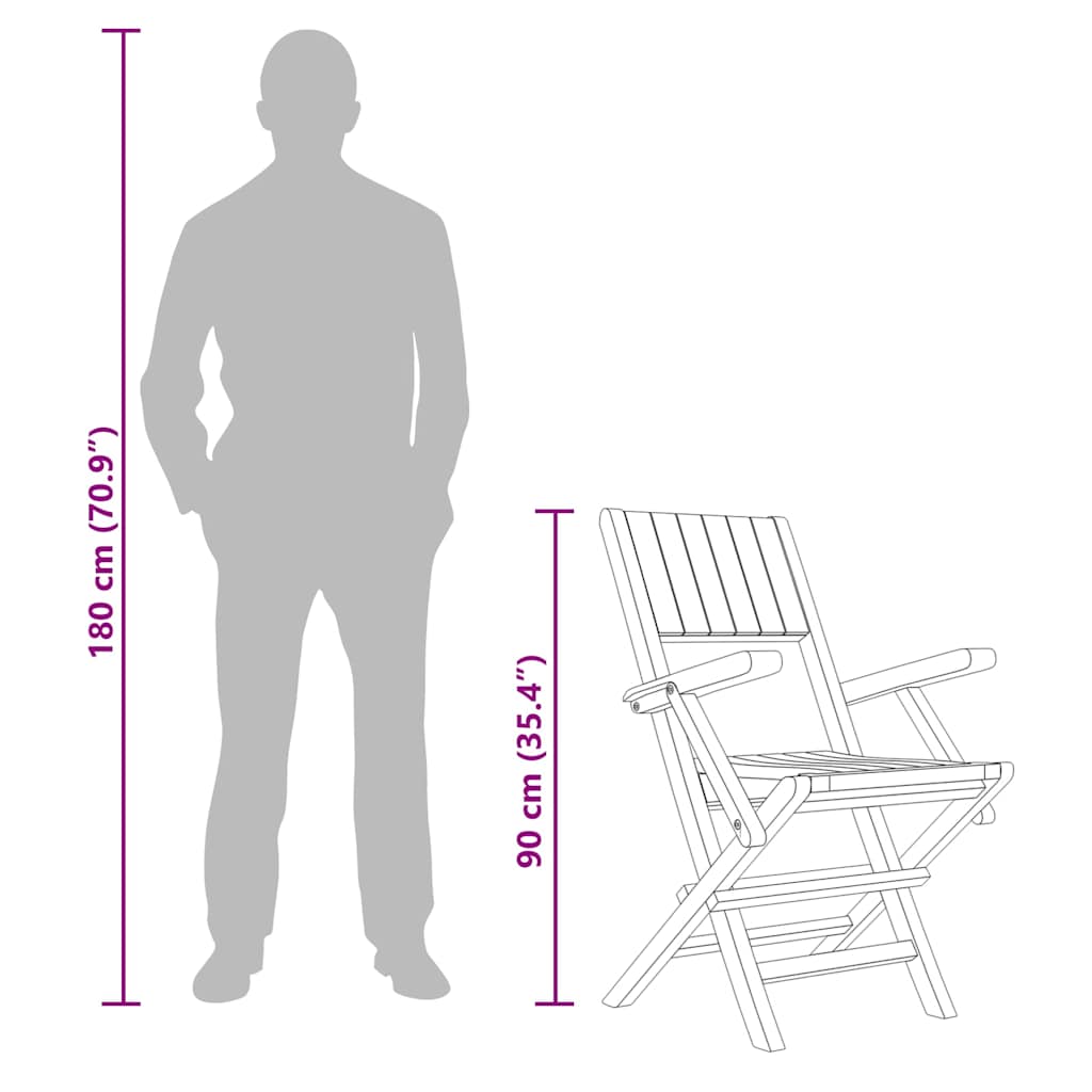 Sulankstomos sodo kėdės, 4vnt., 55x61x90cm, tikmedžio masyvas