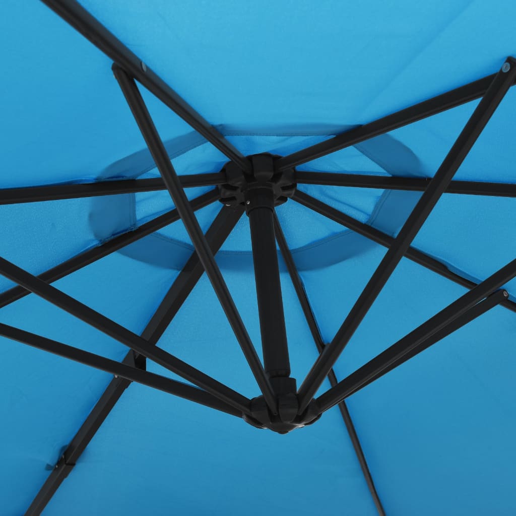 Dārza saulessargs LED CLAY, zils, 290x114cm