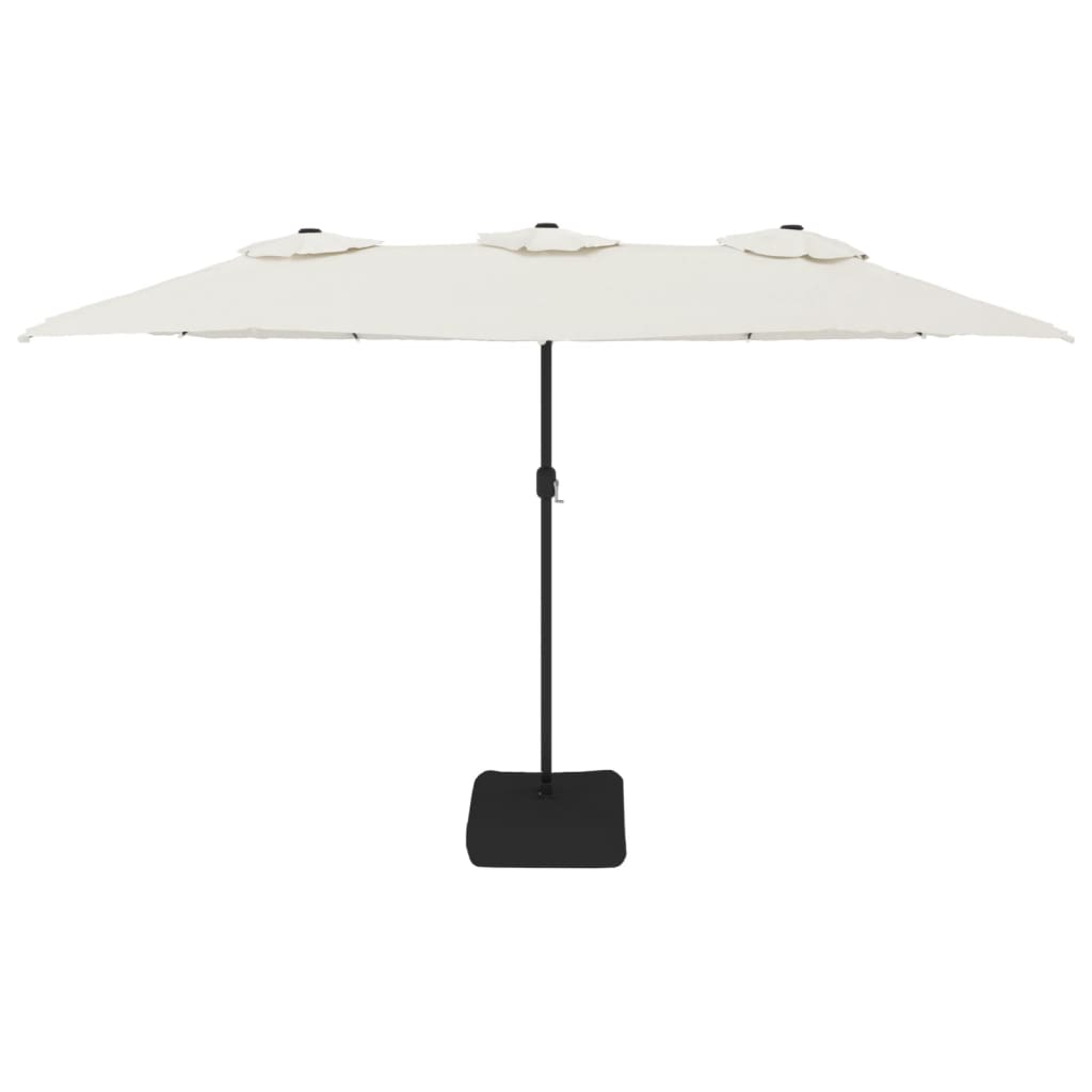 Dvigubas sodo skėtis nuo saulės su LED, smėlio, 449x245cm