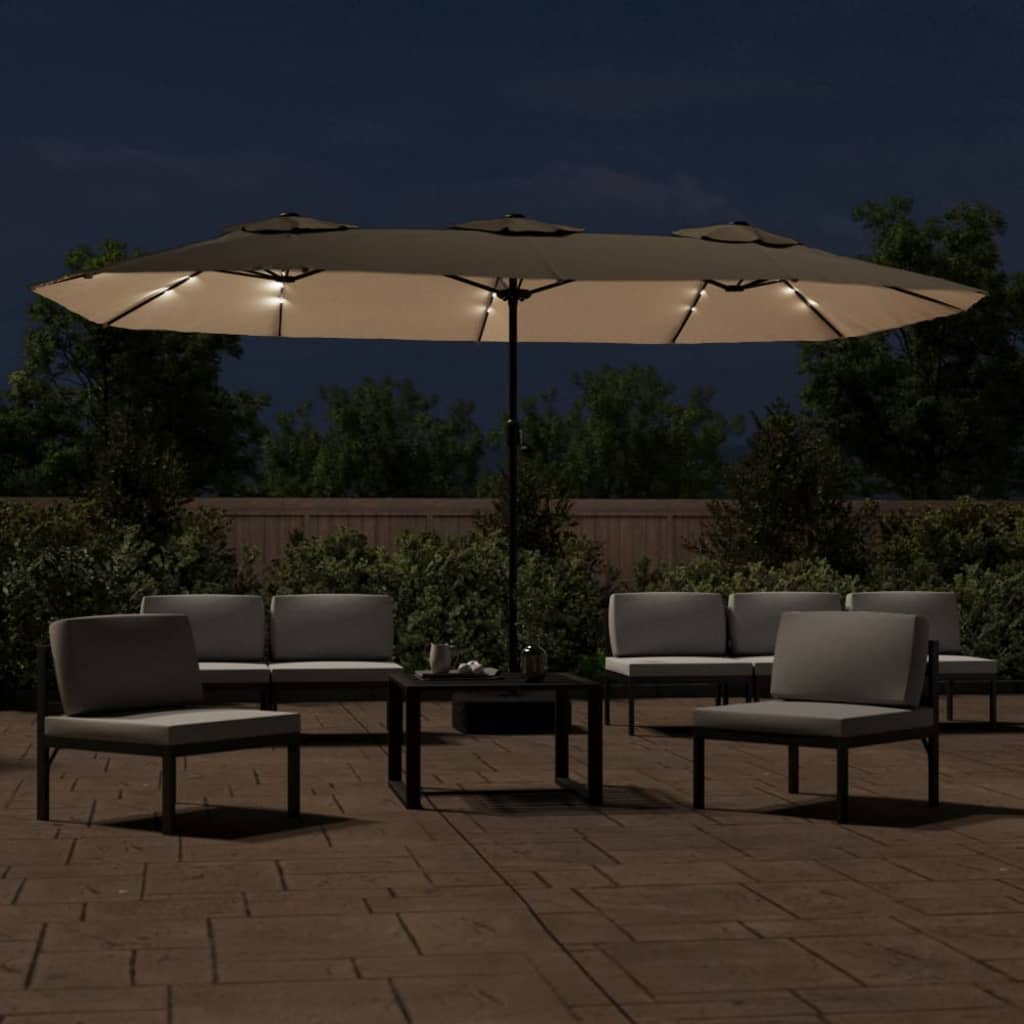 Sodo skėtis LED CLINT, taupe, 449x265x245cm