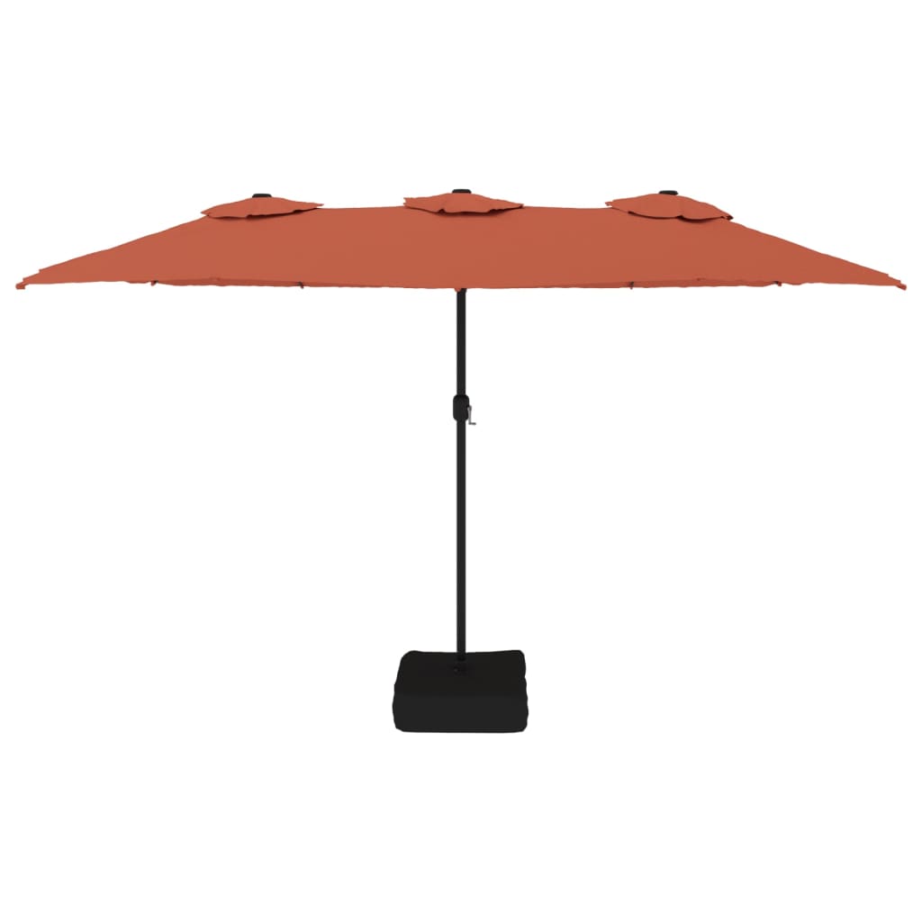 Dvigubas sodo skėtis nuo saulės su LED, terakota, 449x245cm