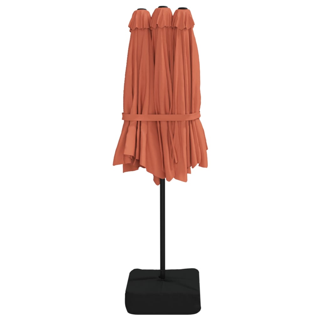 Dvigubas sodo skėtis nuo saulės su LED, terakota, 449x245cm
