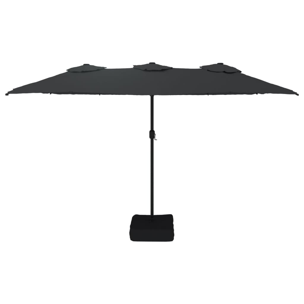 Dvigubas sodo skėtis nuo saulės su LED, juodas, 449x245cm