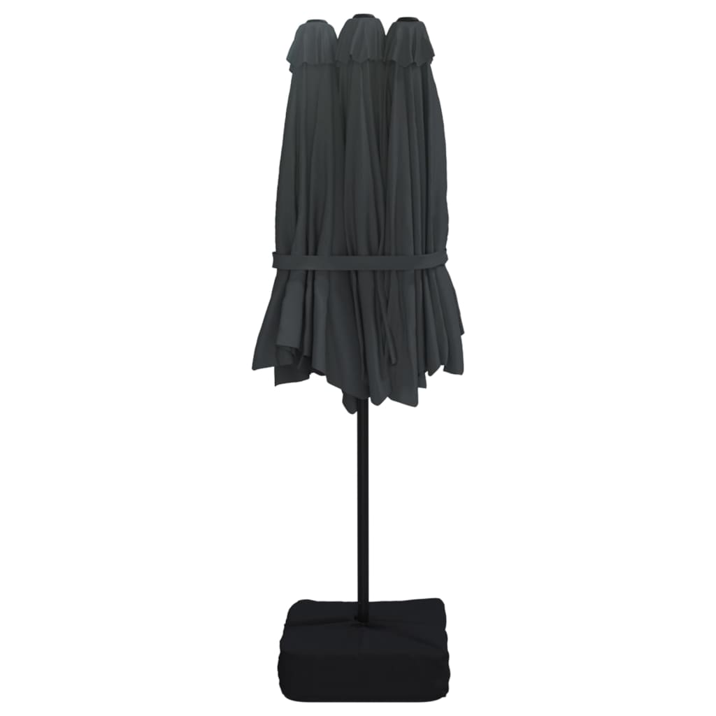 Dvigubas sodo skėtis nuo saulės su LED, juodas, 449x245cm
