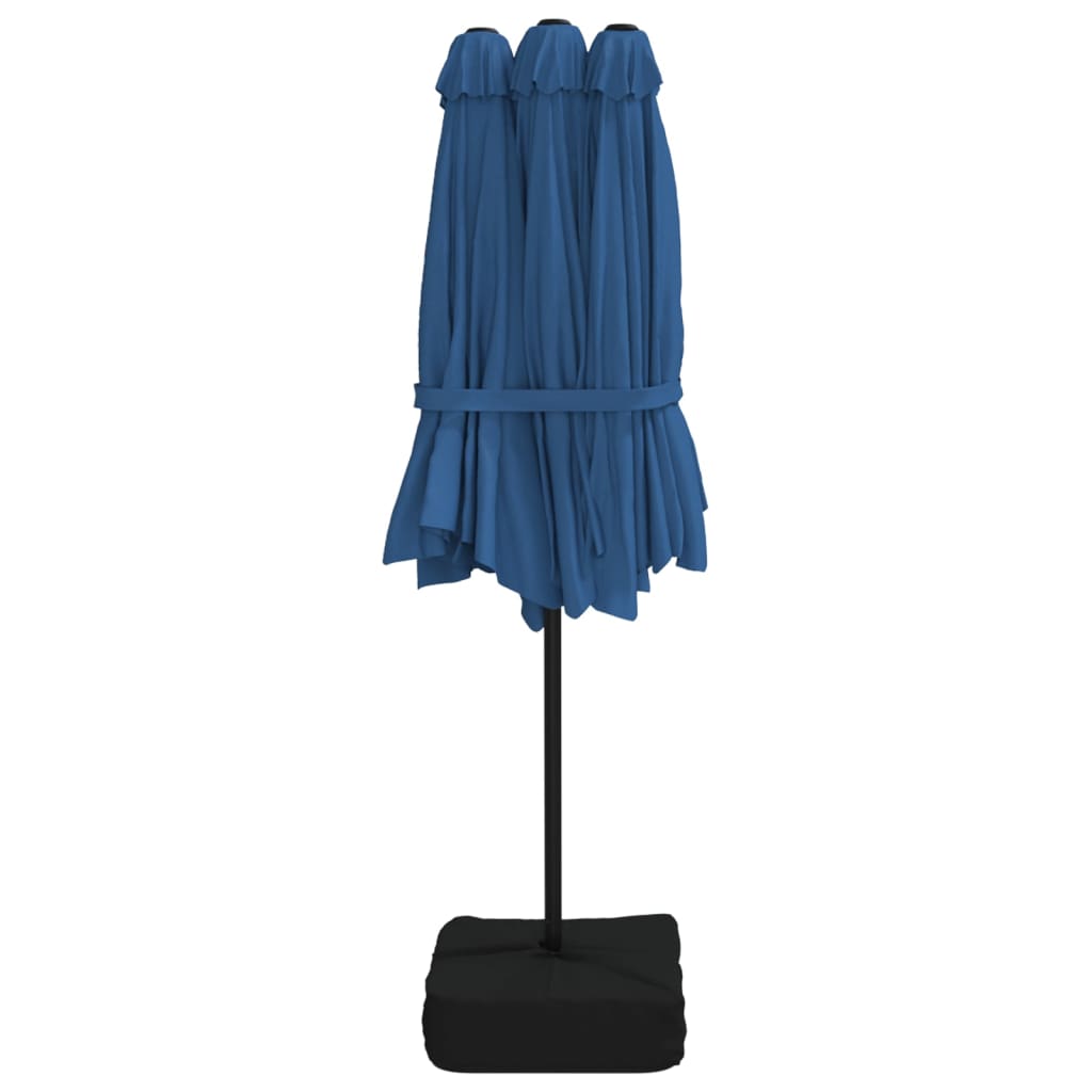 Dvigubas sodo skėtis nuo saulės su LED, mėlynas, 449x245cm