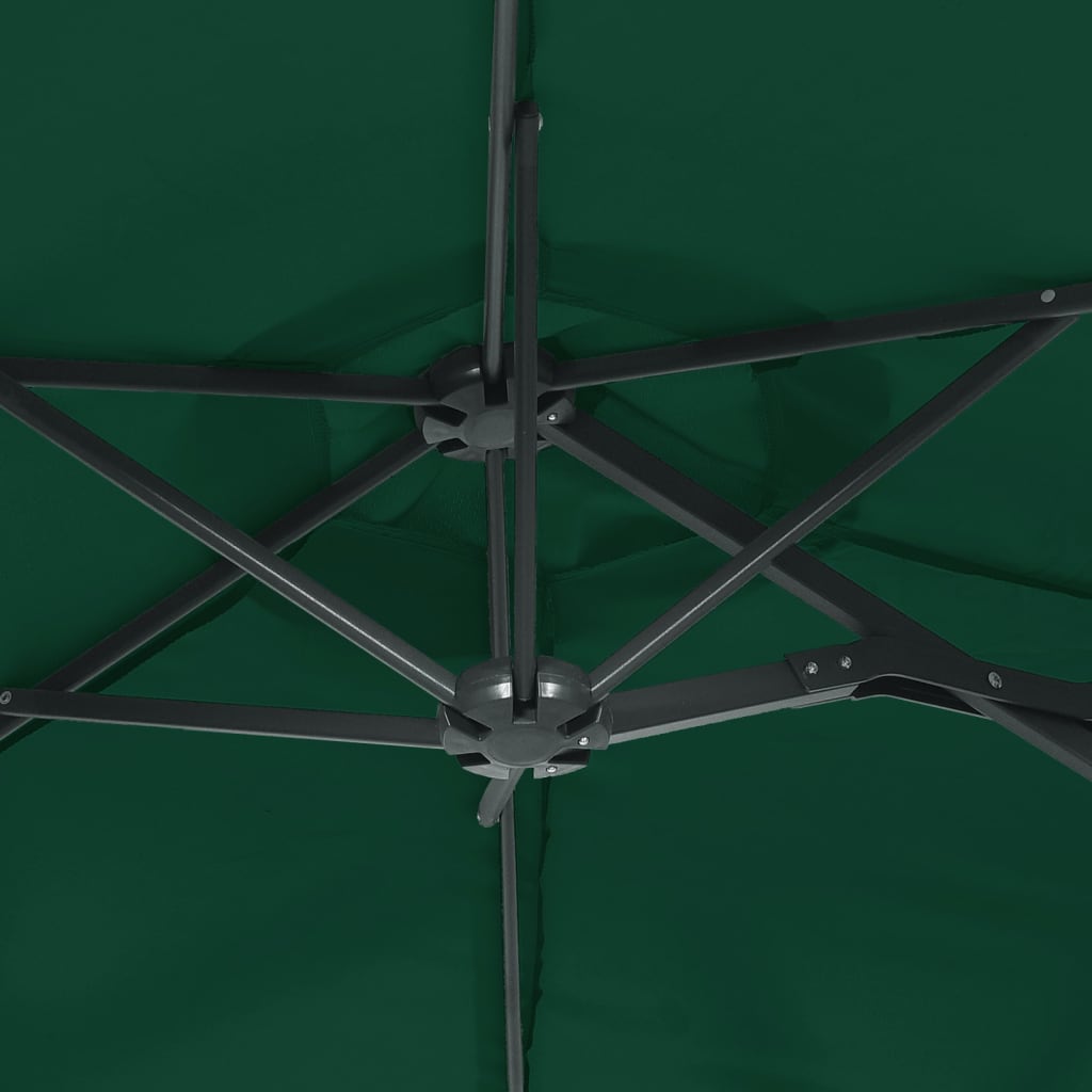 Dvigubas sodo skėtis nuo saulės su LED, žalias, 316x240cm
