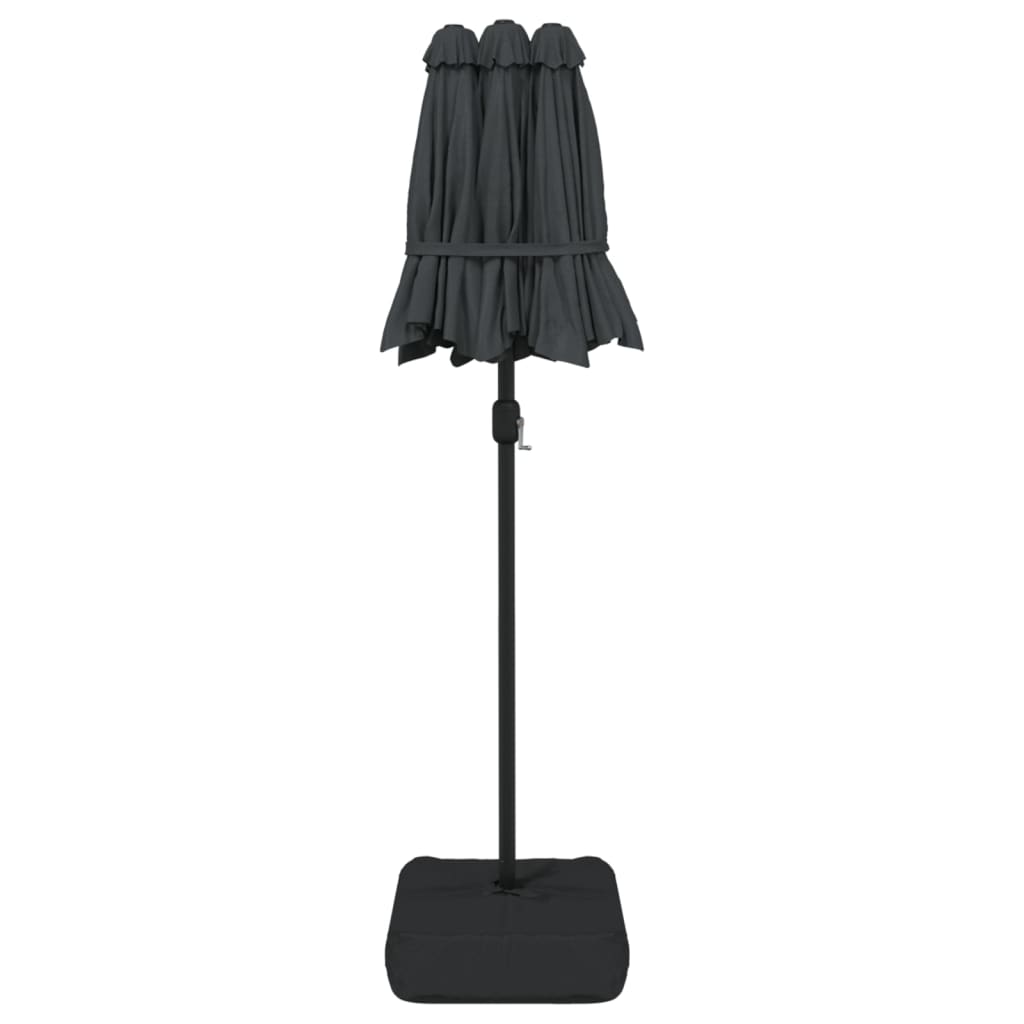 Dvigubas sodo skėtis nuo saulės su LED, antracito, 316x240cm
