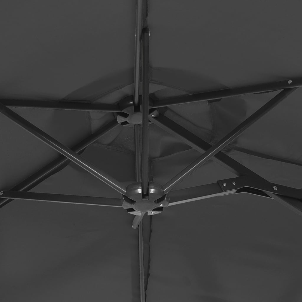 Dvigubas sodo skėtis nuo saulės su LED, antracito, 316x240cm
