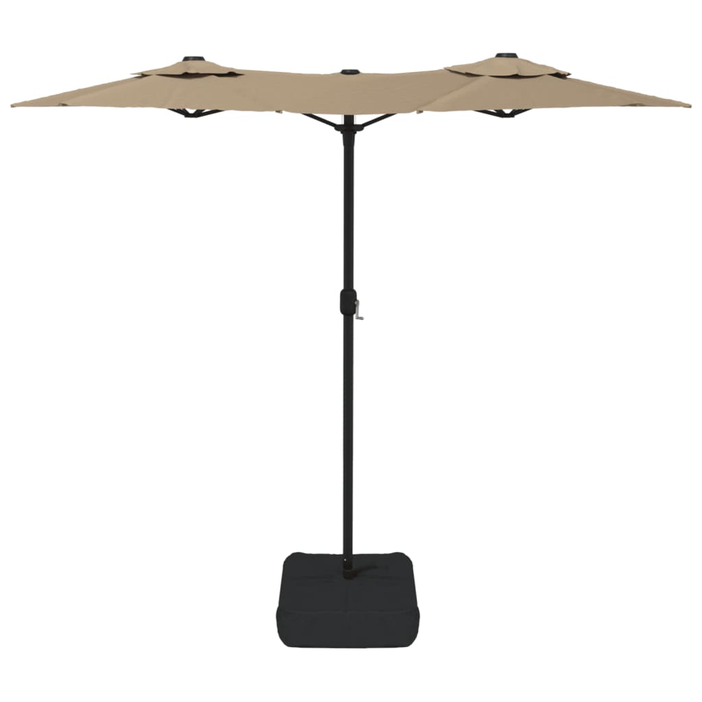 Dvigubas sodo skėtis nuo saulės su LED, taupe, 316x240cm