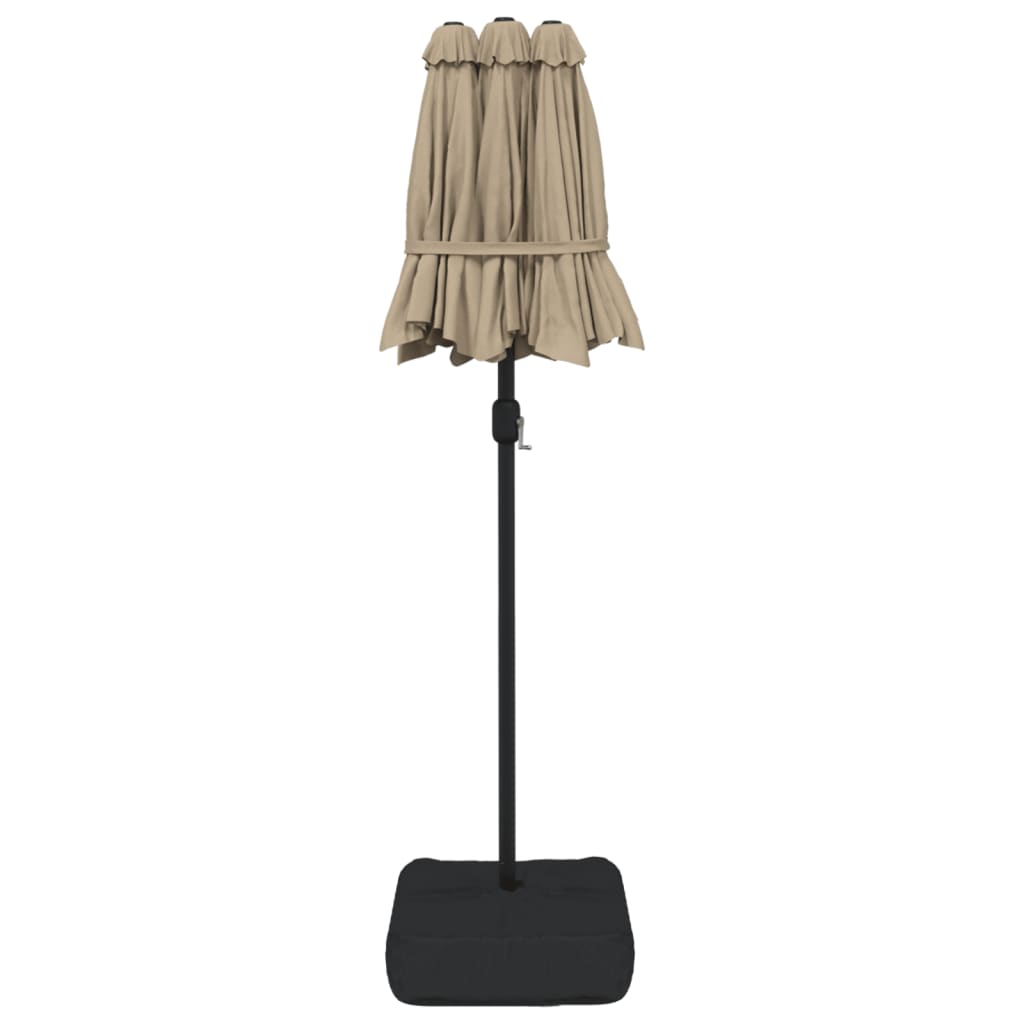 Dvigubas sodo skėtis nuo saulės su LED, taupe, 316x240cm