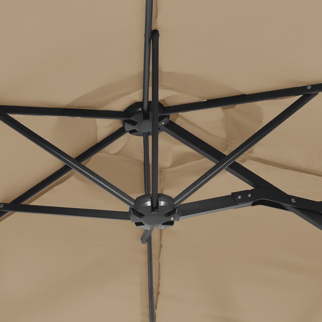 Dvigubas sodo skėtis nuo saulės su LED, taupe, 316x240cm