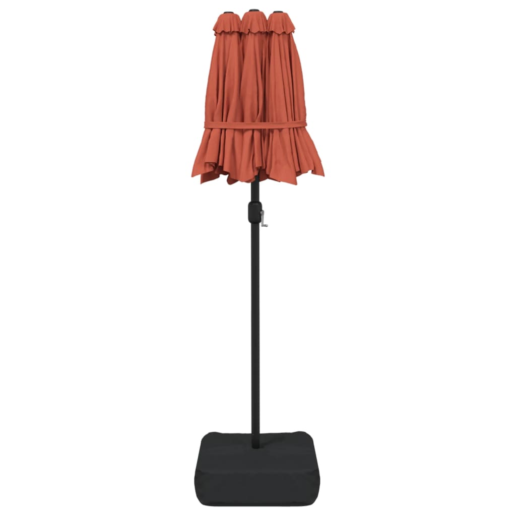 Dvigubas sodo skėtis nuo saulės su LED, terakota, 316x240cm