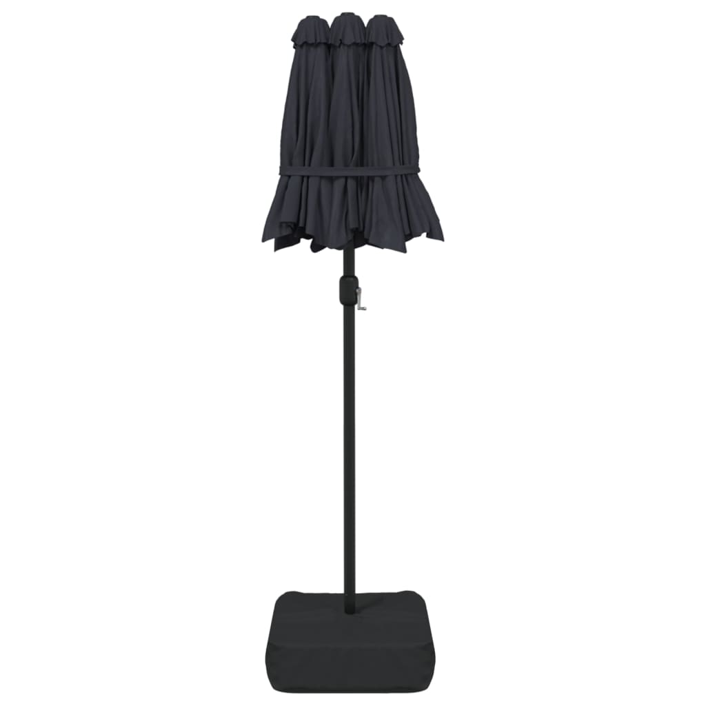 Dvigubas sodo skėtis nuo saulės su LED, juodas, 316x240cm