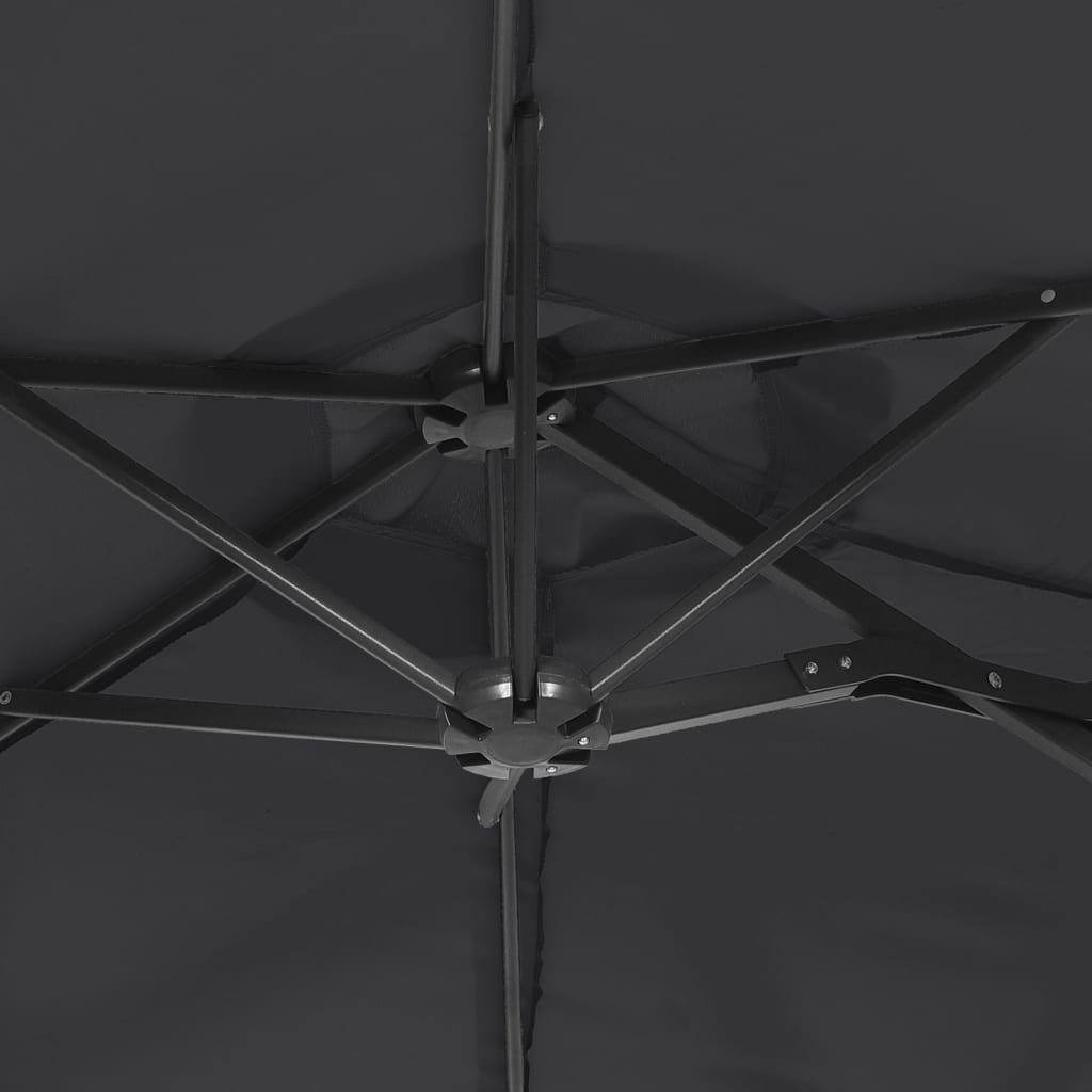 Dvigubas sodo skėtis nuo saulės su LED, juodas, 316x240cm