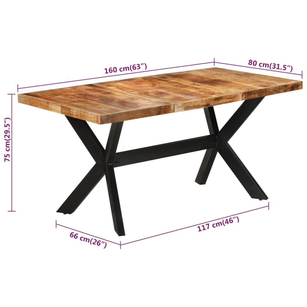 Valgomojo stalas, 160x80x75cm, mango medienos masyvas