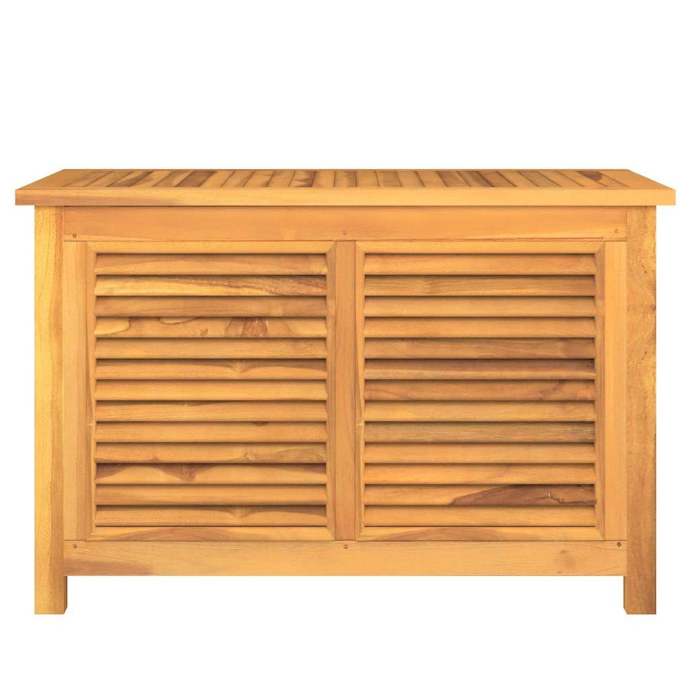 Garden storage box with basket, 90x50x58cm, solid teak wood