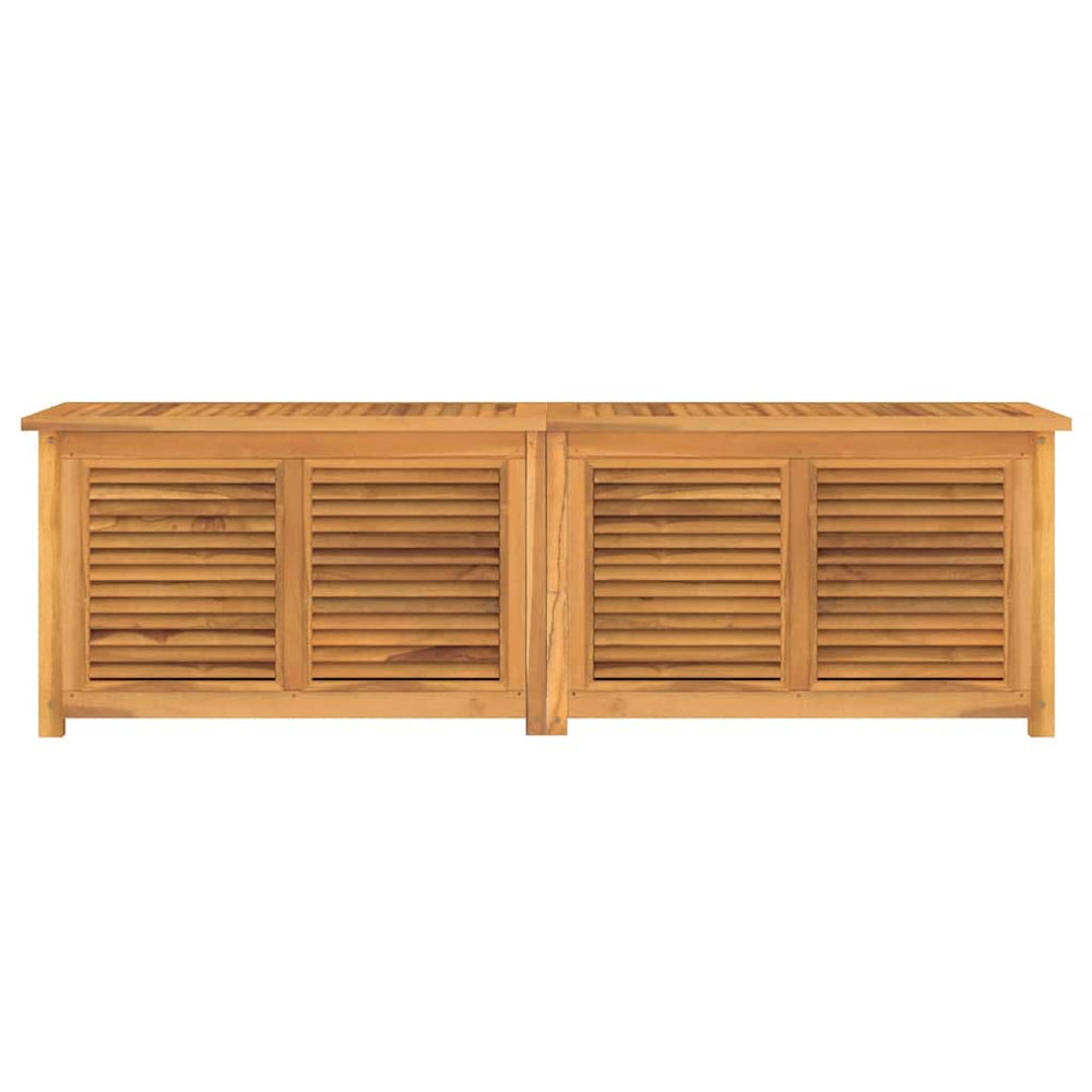 Garden storage box with basket, 175x50x55cm, solid teak