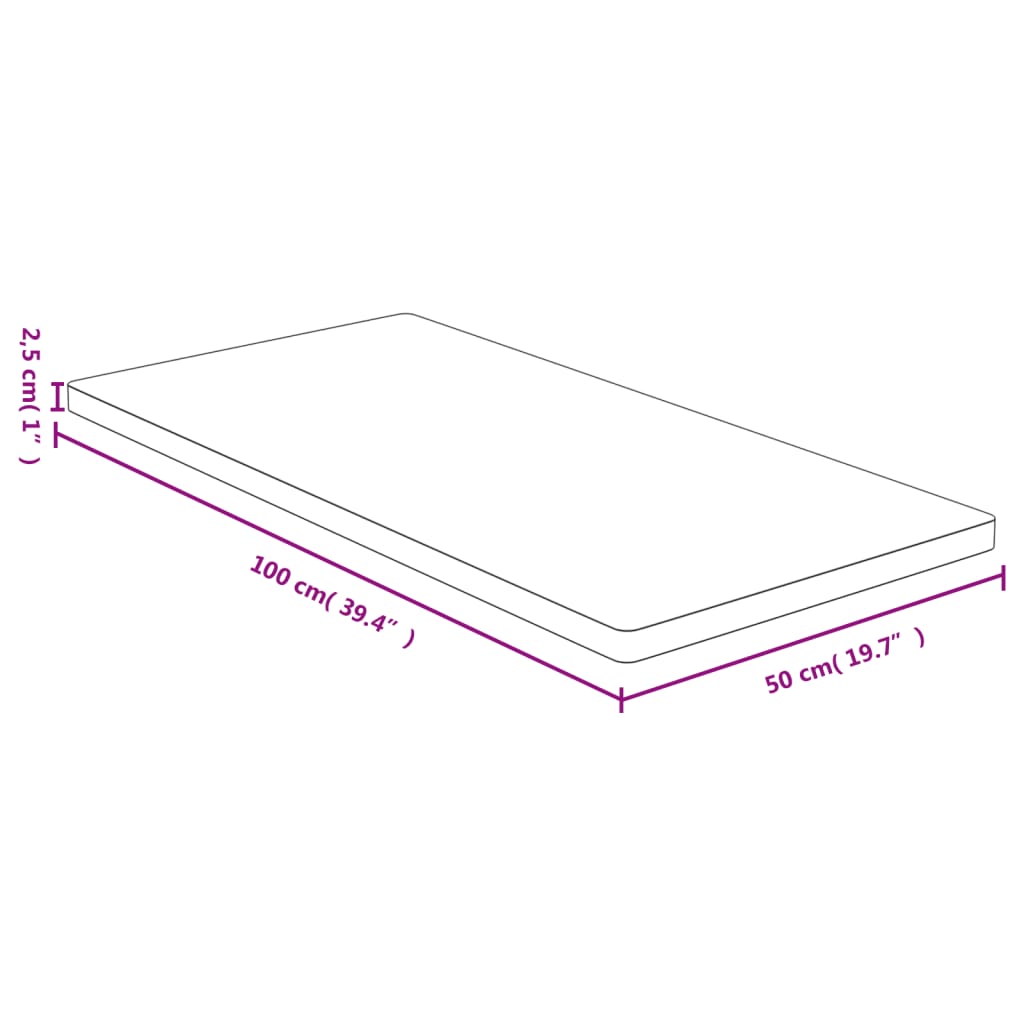 Worktop, 50x100x2.5 cm, bamboo