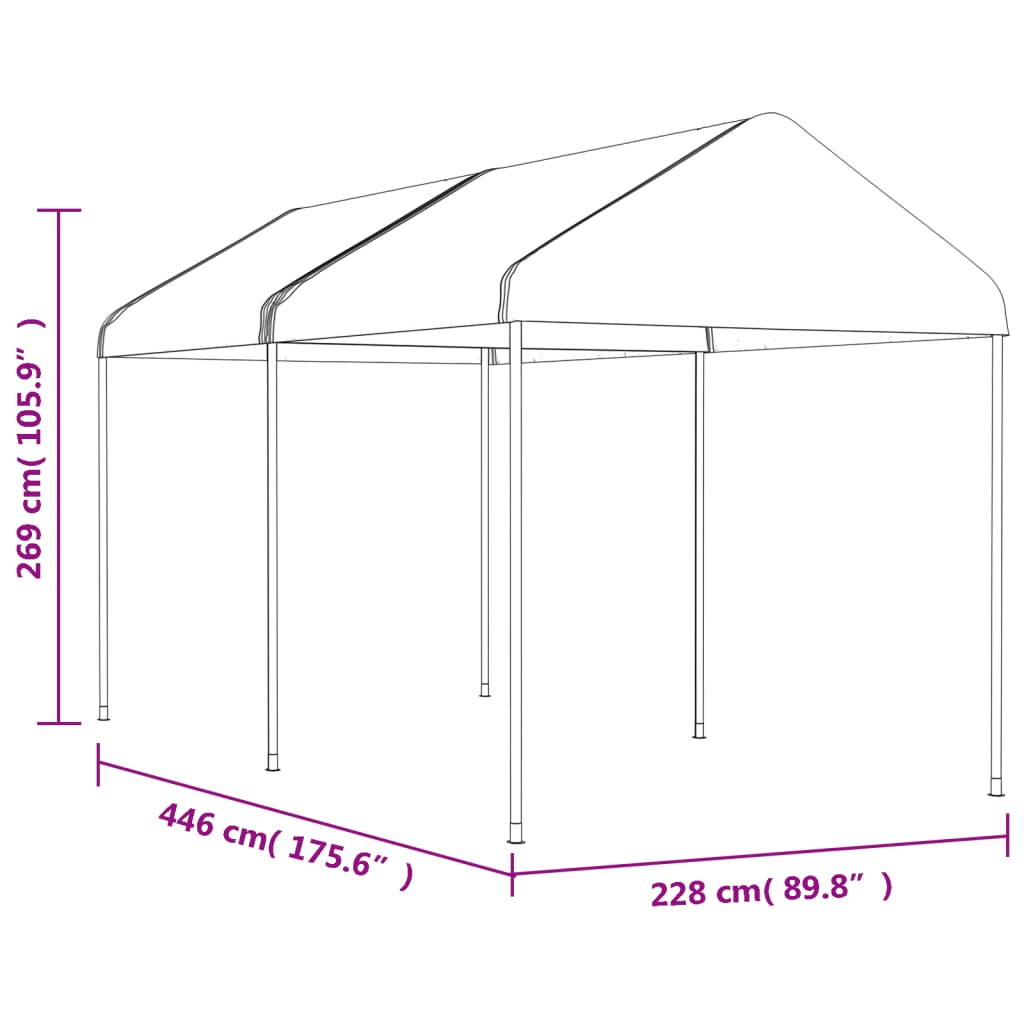 Nojume ar jumtu DRIFT, balta, 4,46x2,28m
