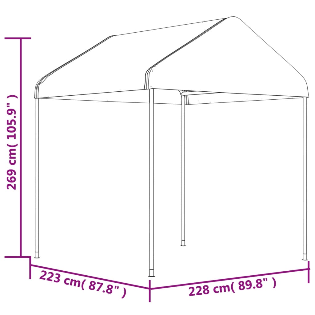 Nojume ar jumtu DRIFT, balta, 4,46x2,28m