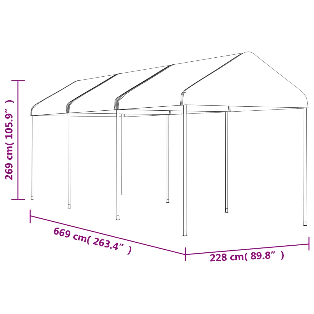 Pavėsinė su stogu DRIFT, balta, 6,69x2,28m