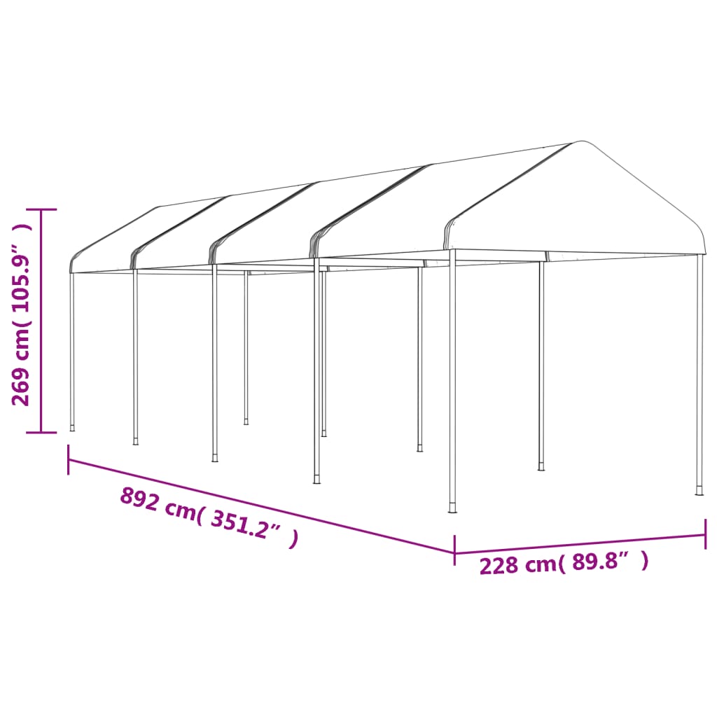 Nojume ar jumtu DRIFT, balta, 8,92x2,28m