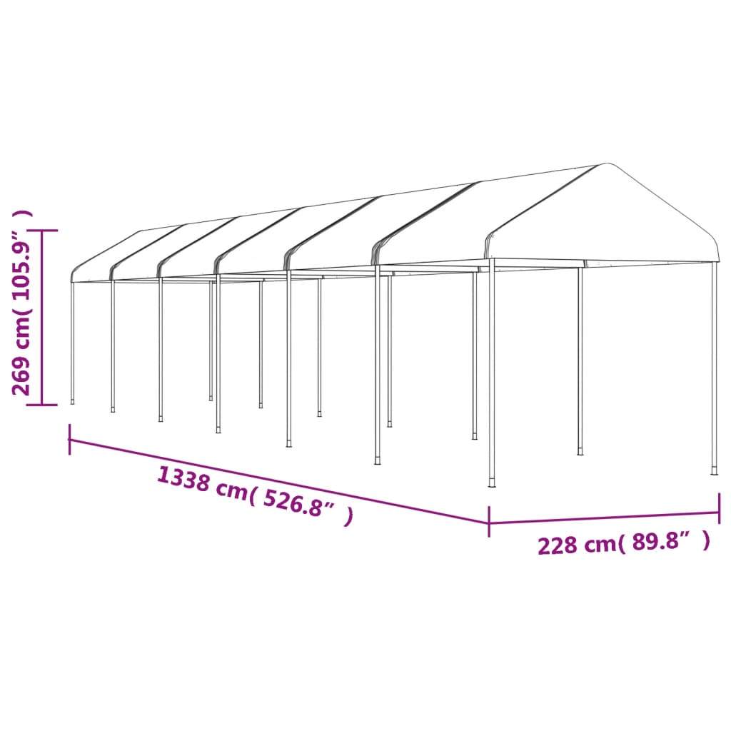 Pavėsinė su stogu DRIFT, balta, 13,38x2,28m