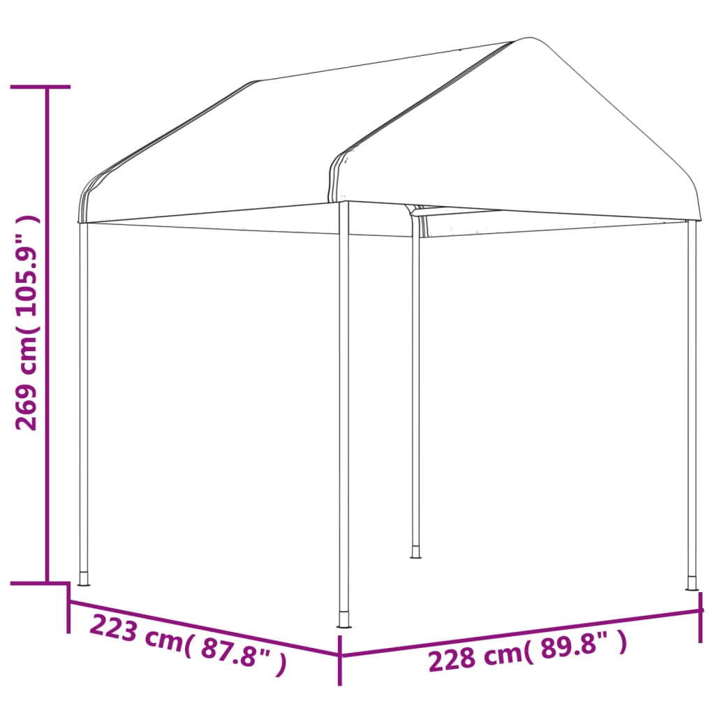 Pavėsinė su stogu DRIFT, balta, 13,38x2,28m