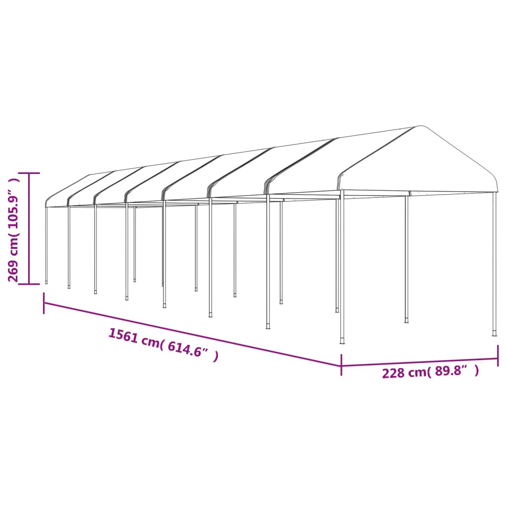 Gazebo with roof DRIFT, white, 15.61x2.28m