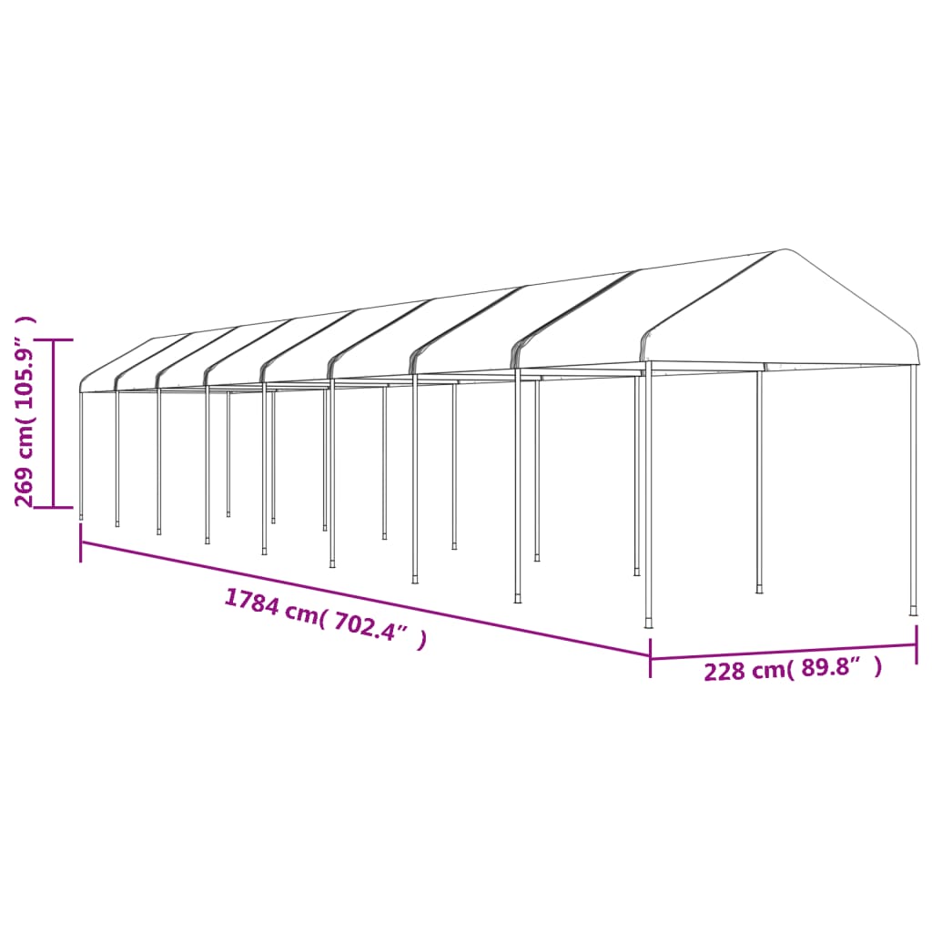 Pavėsinė su stogu DRIFT, balta, 17,84x2,28m