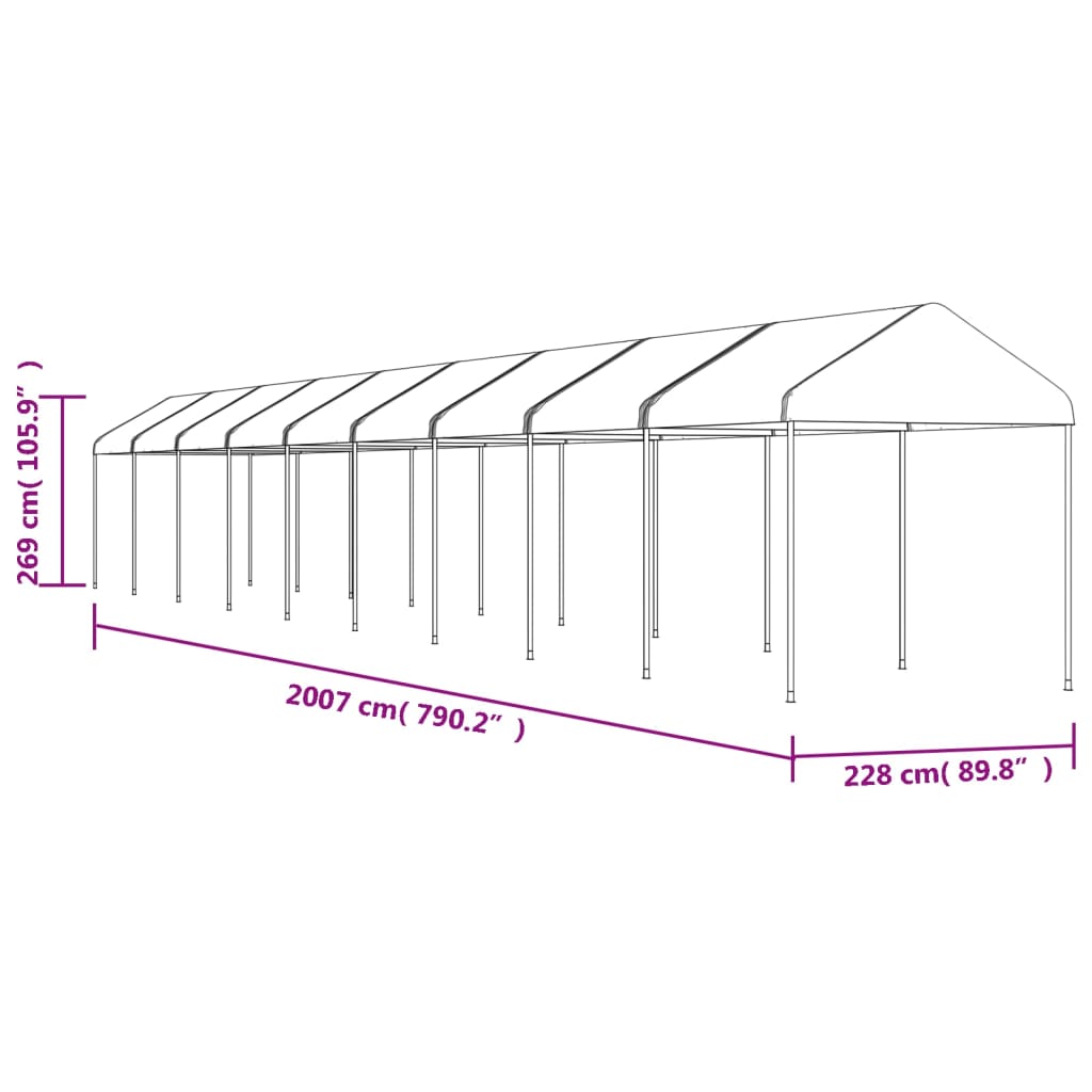 Gazebo with a roof DRIFT, white, 20.07x2.28m