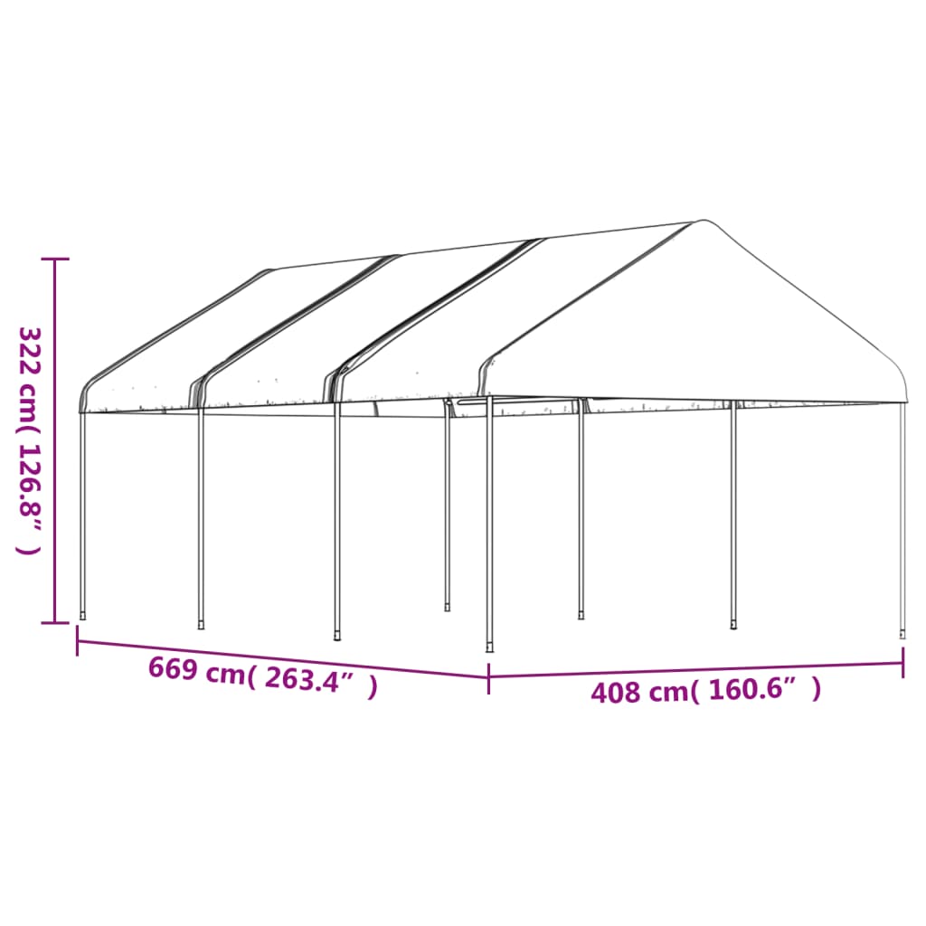 Gazebo with roof DRIFT, white, 6.69x4.08m