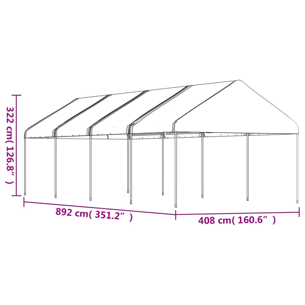 Pavėsinė su stogu DRIFT, balta, 8,92x4,08m