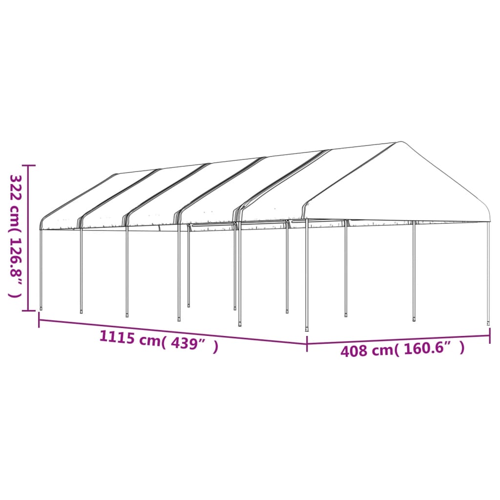 Pavėsinė su stogu DRIFT, balta, 11,15x4,08m