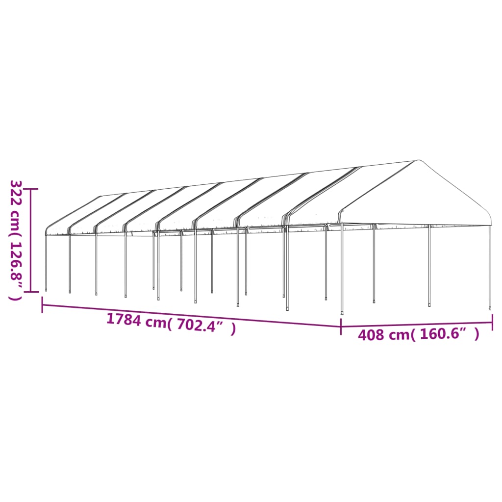 Lapene ar jumtu DRIFT, balta, 17,84x4,08 m