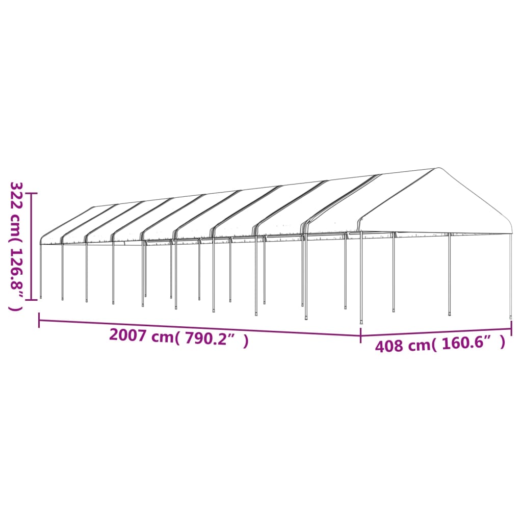 Nojumes ar jumtu DRIFT, balta, 20,07x4,08m