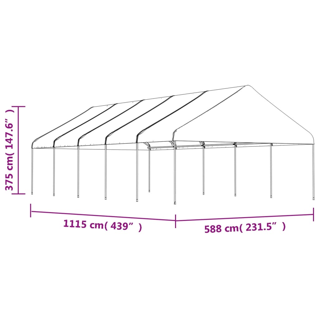 Pavėsinė su stogu DRIFT, balta, 11,15x5,88m