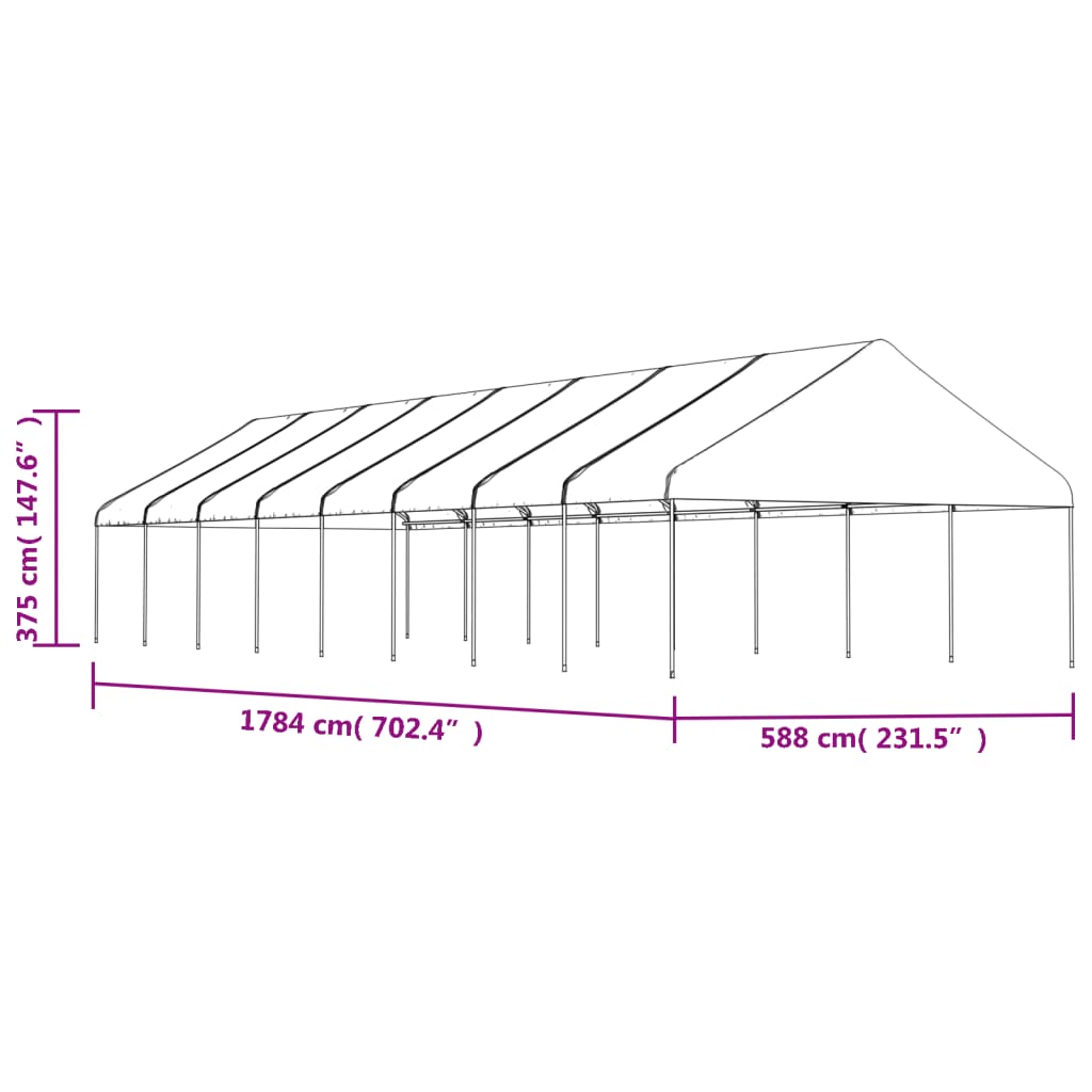 Gazebo with roof DRIFT, white, 17.84x5.88m