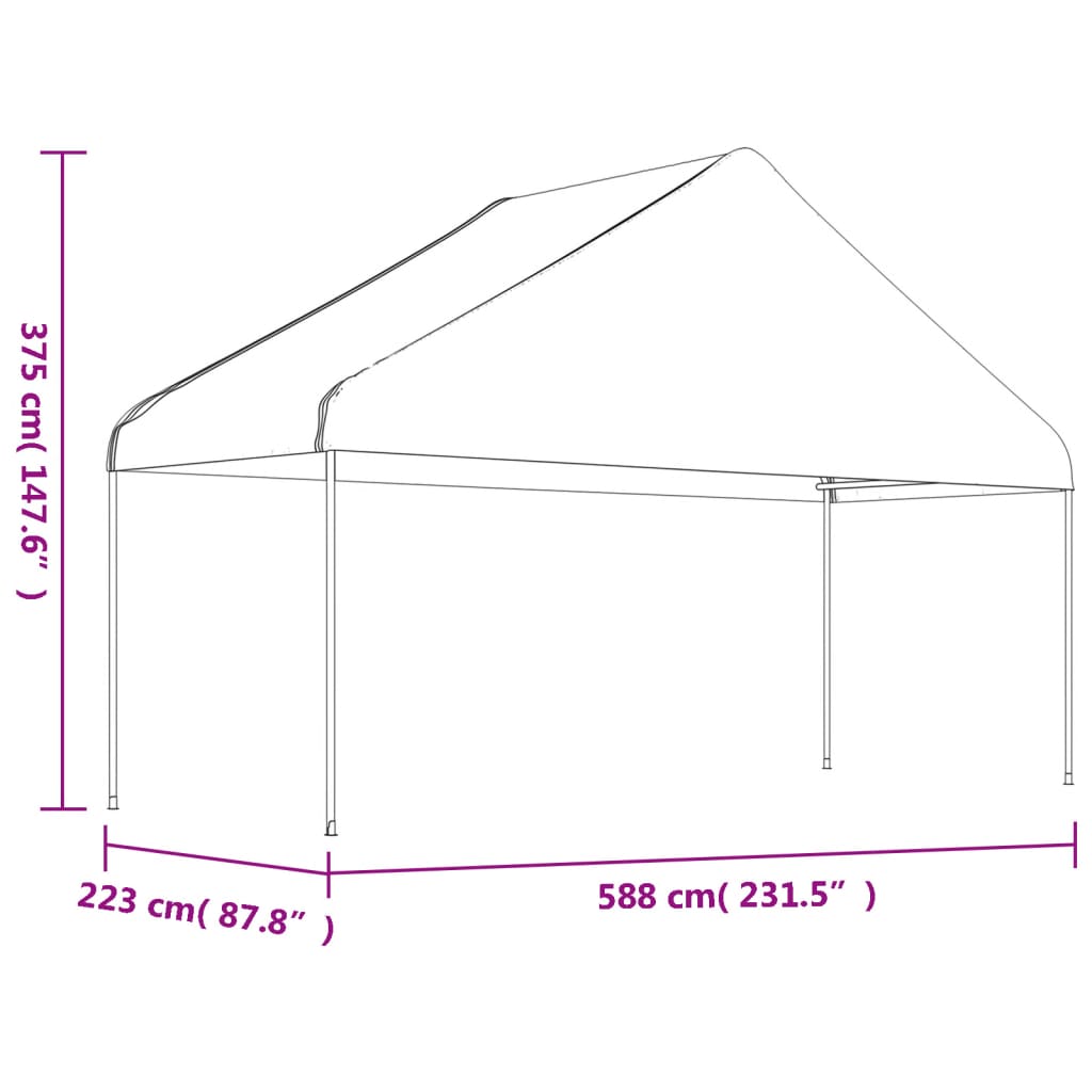 Gazebo with roof DRIFT, white, 17.84x5.88m