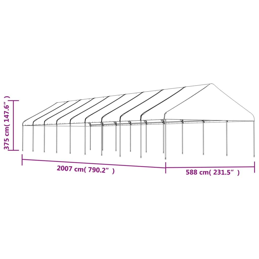 Pavėsinė su stogu DRIFT, balta, 20,07x5,88m