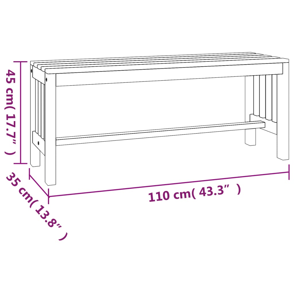 Garden bench, 110cm, solid eucalyptus wood