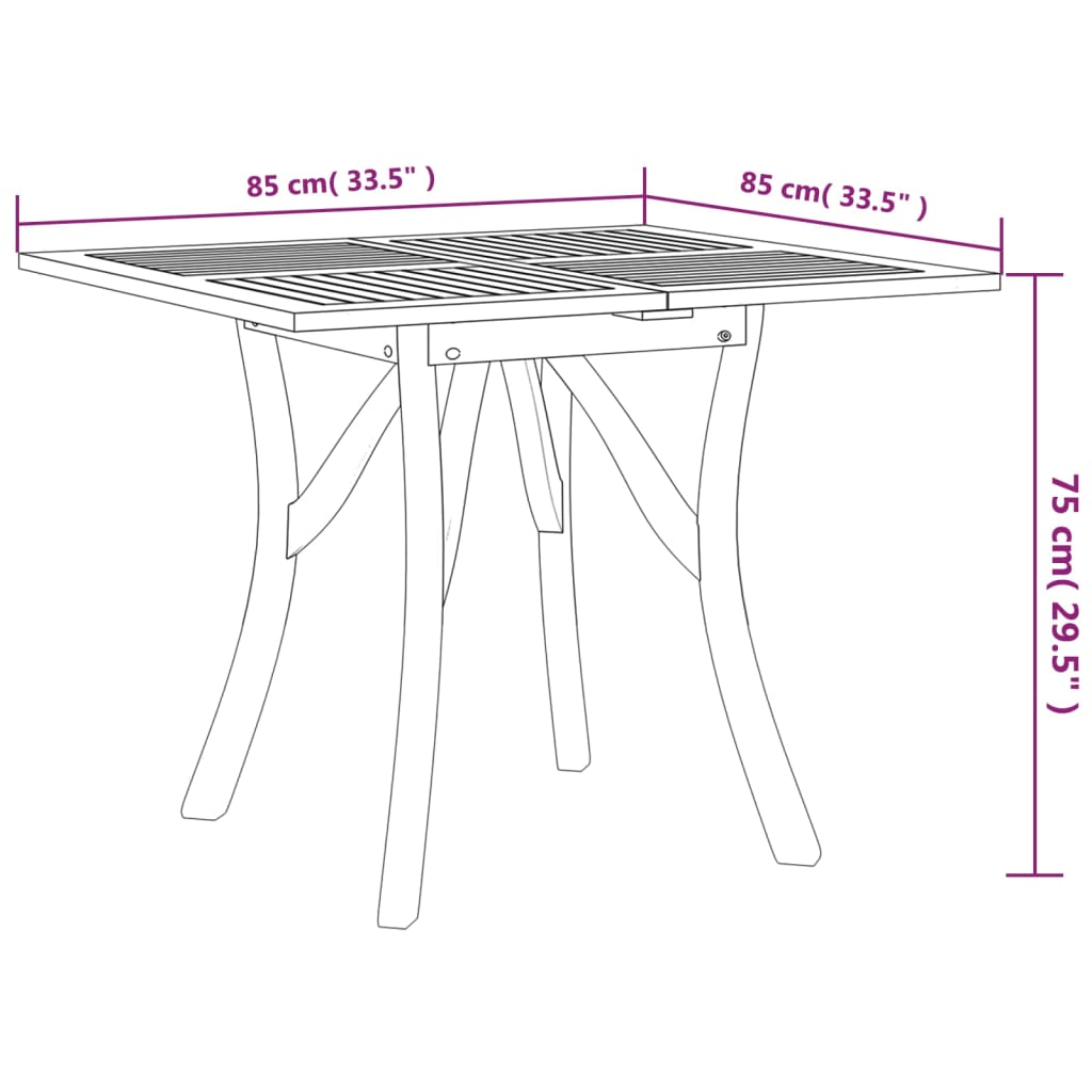 Sodo stalas, 85x85x75cm, akacijos medienos masyvas