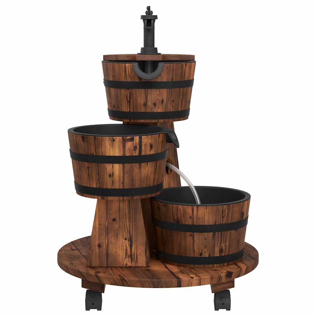 Water fountain with pump/wheels, 55x55x80cm, solid spruce