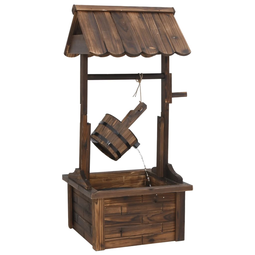 Fountain - wishing well with pump, 57x50x112cm, solid spruce